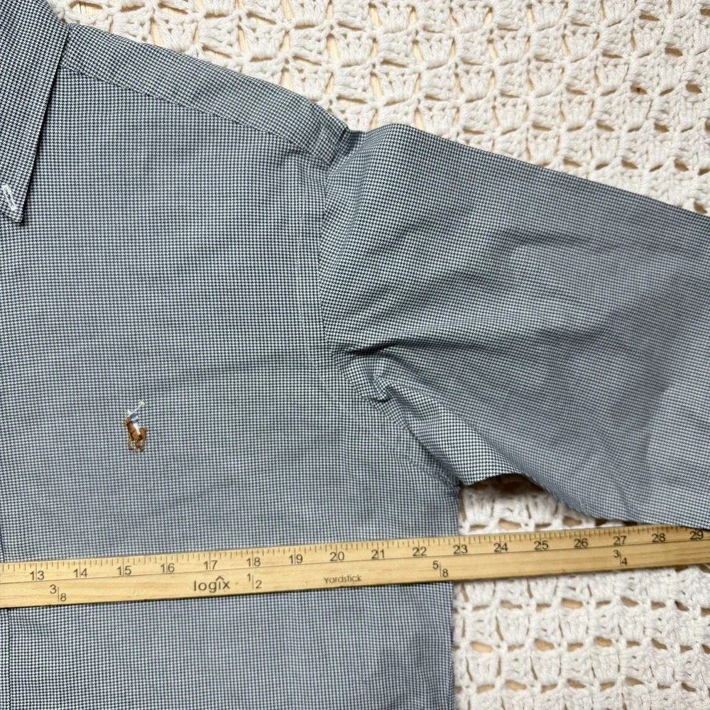 Ralph Lauren Yarmouth Shirt Mens Sz 15 Blue Green Geometric Button Down Oxford